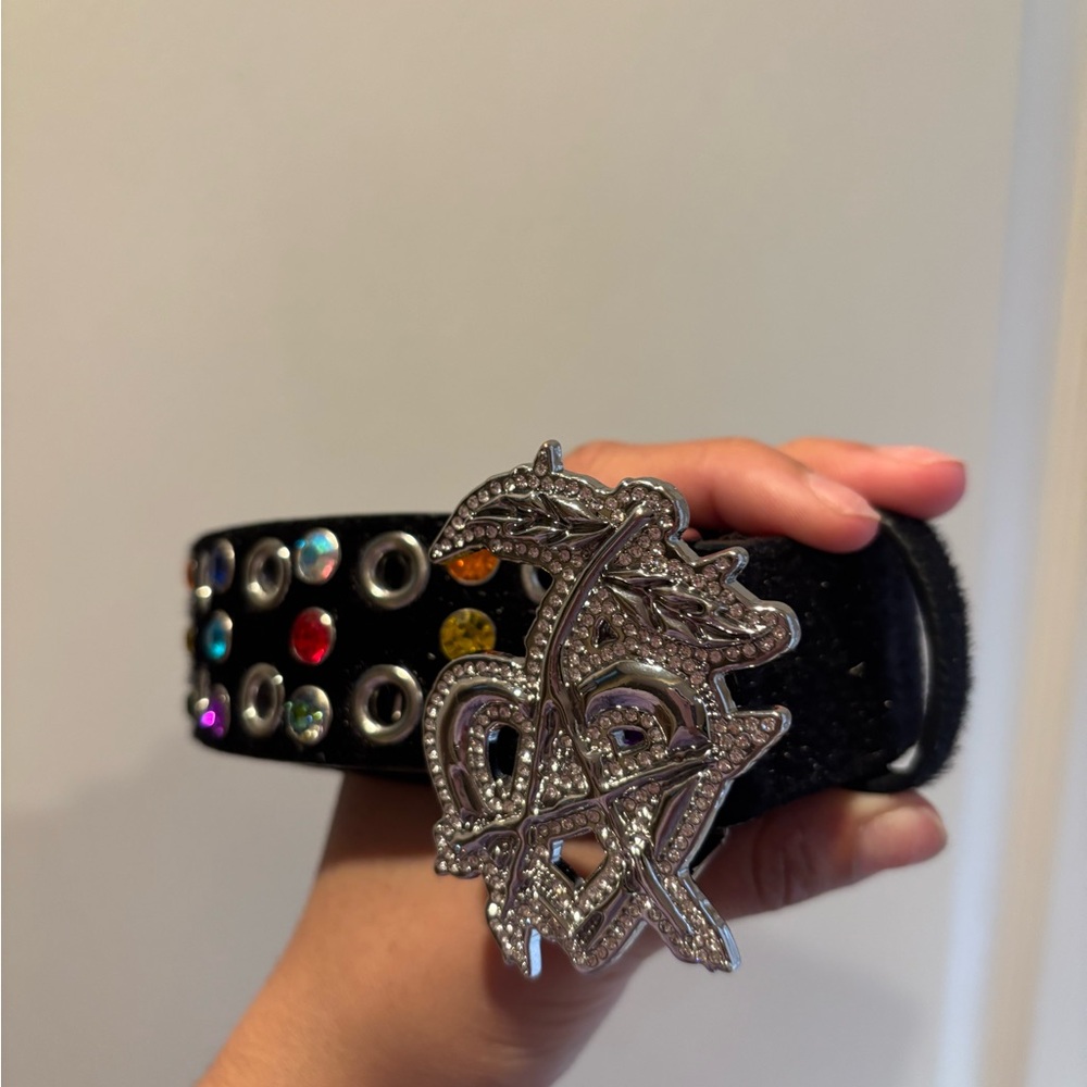 Stylish Black Belt with Silver Buckle